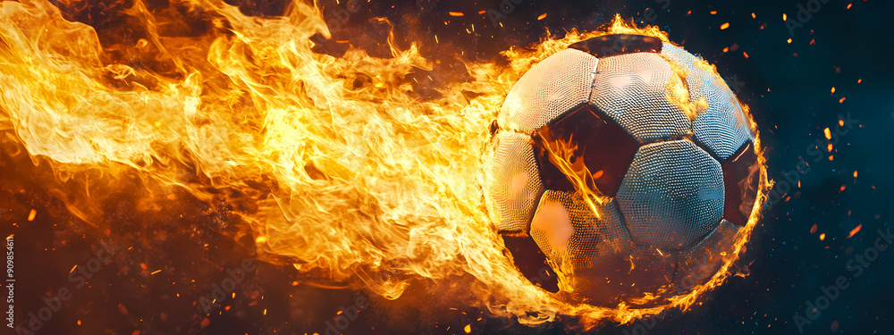 Fototapeta premium Flaming Soccer Ball