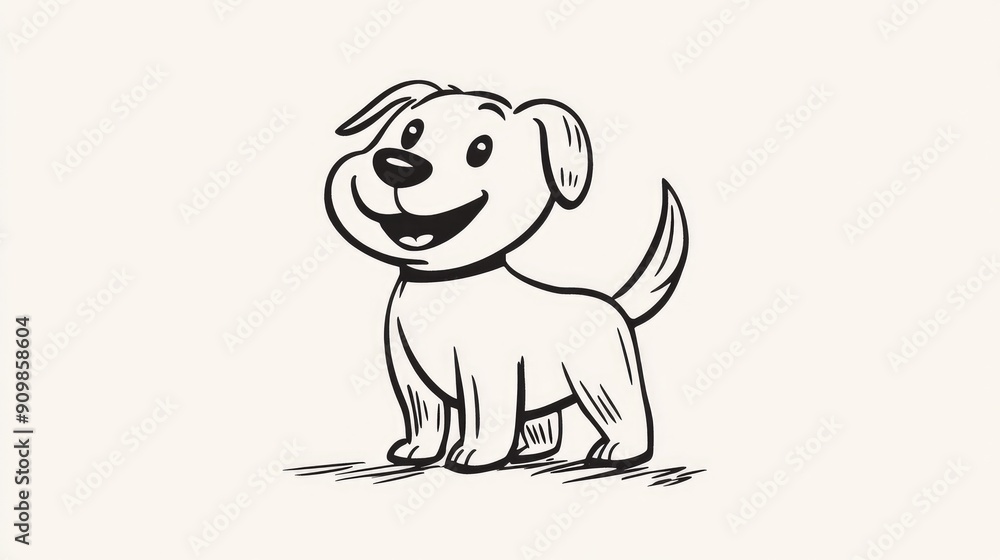 Minimalist outline of a dog wagging its tail, with expressive lines showing joy and excitement. Minimalist outline of a dog wagging its tail, with expressive lines showing joy and excitement.
