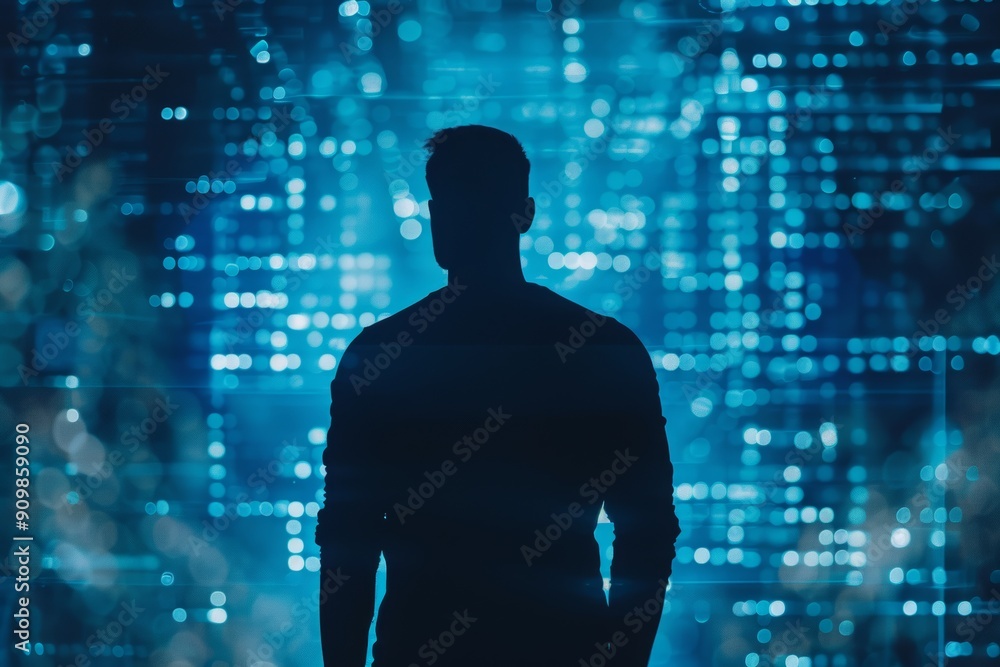 Silhouette of a secure digital framework. Silhouette of a secure digital framework.