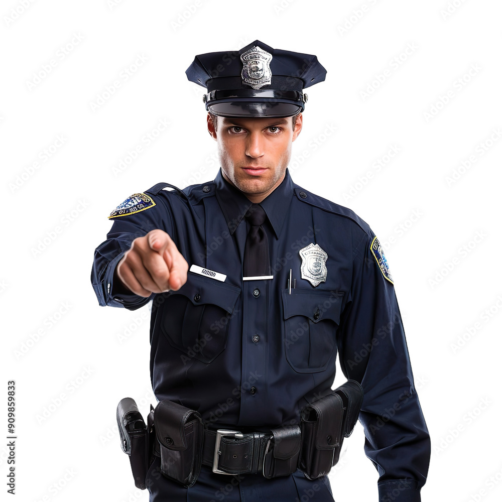 Police Officer Pointing Forward on a white background. Police Officer Pointing Forward on a white background.