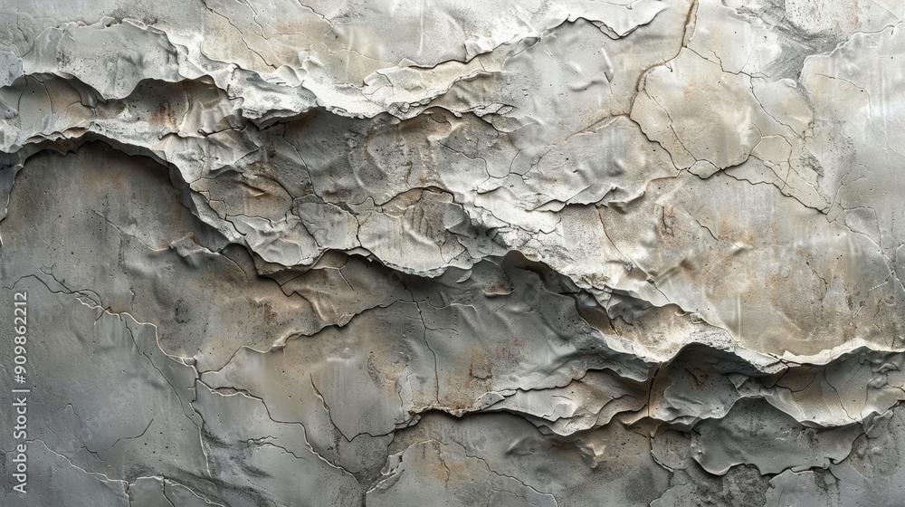 Fototapeta premium Detailed Texture of Cracked Concrete Wall With Subtle Earth Tones in Indoor Setting