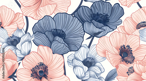 Wallpaper Mural flower pattern Torontodigital.ca