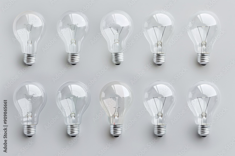A collection of light bulbs sitting on a table, ready for use or decoration A collection of light bulbs sitting on a table, ready for use or decoration