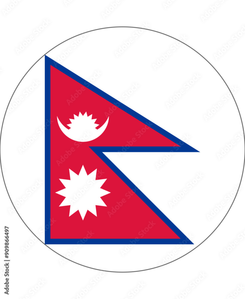 The flag of Nepal. Flag icon. Standard color. Round flag. Computer illustration. Digital illustration. Vector illustration. The flag of Nepal. Flag icon. Standard color. Round flag. Computer illustration. Digital illustration. Vector illustration.