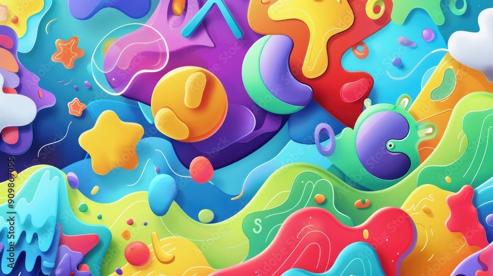 Cartoon-style background with playful shapes and bright colors, ideal for young children's educational content. Cartoon-style background with playful shapes and bright colors, ideal for young children's educational content.