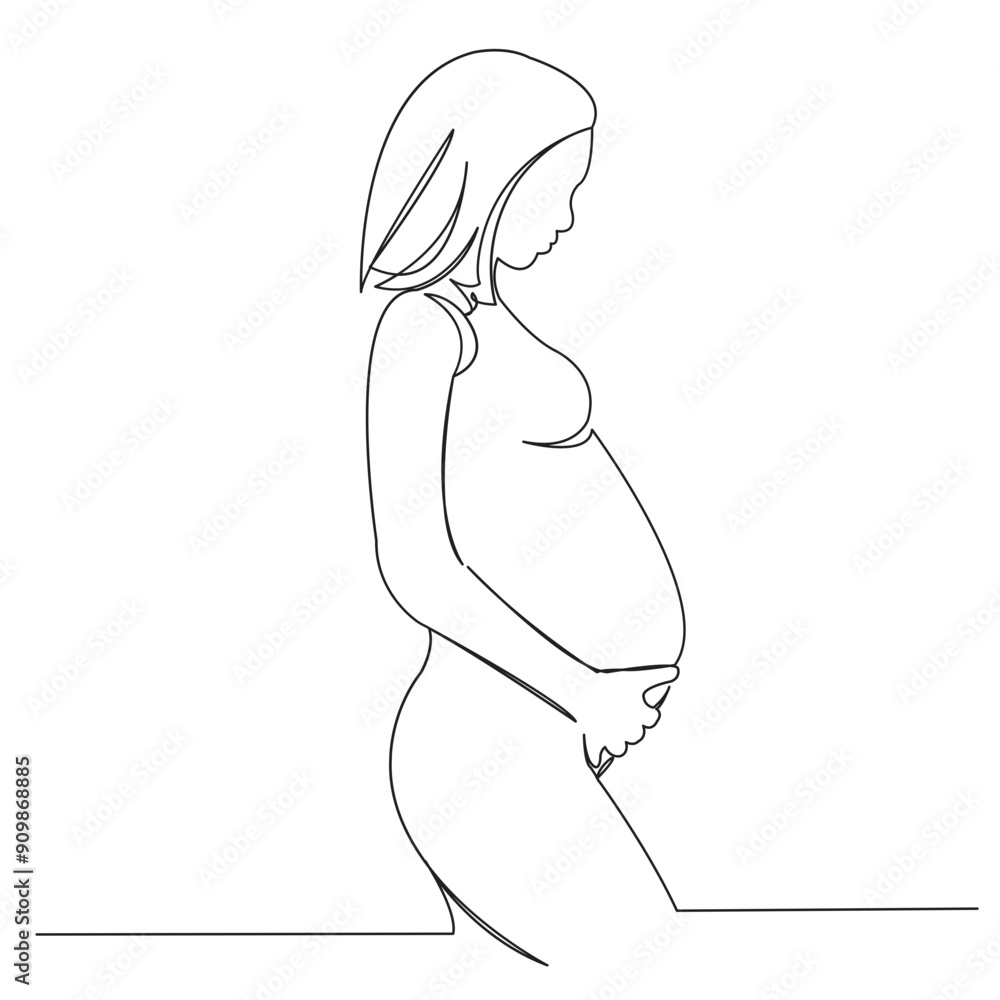 one continuous single drawn line art doodle continuous, pregnancy, one, female, woman. isolated image hand-drawn outline on white background. one continuous single drawn line art doodle continuous, pregnancy, one, female, woman. isolated image hand-drawn outline on white background.