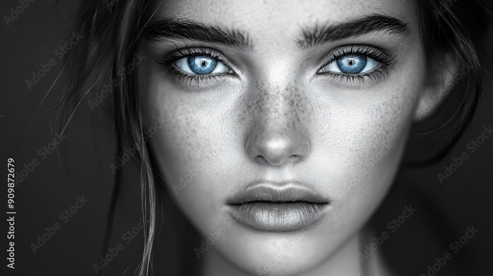 woman with shining bright blue eyes woman with shining bright blue eyes