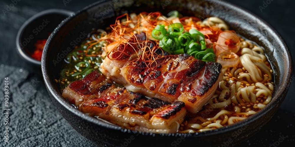 Spicy Ramen Bacon Dish Image Spicy Ramen Bacon Dish Image