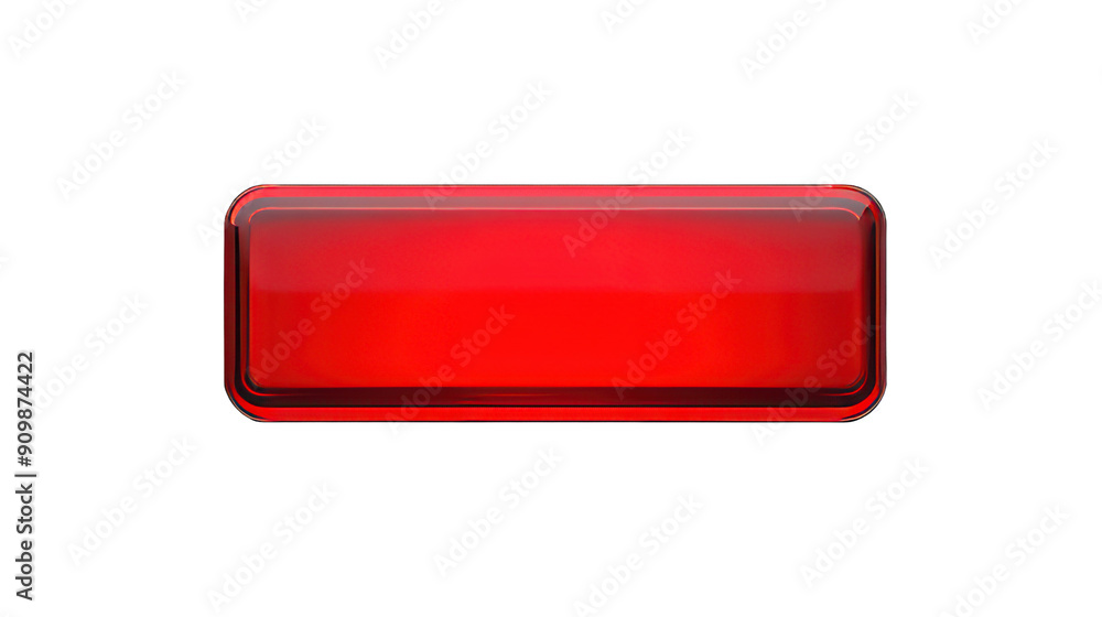 Red glowing rectangle button isolated on white created with Generative AI Red glowing rectangle button isolated on white created with Generative AI