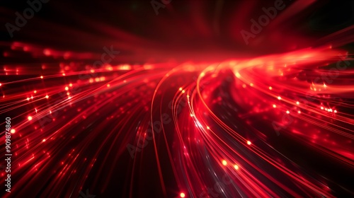 Red light trails on a black background