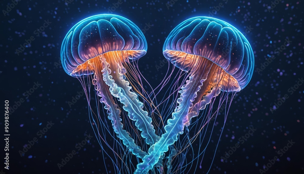 Aquatic Jellyfish Floating in the Deep Ocean Aquatic Jellyfish Floating in the Deep Ocean