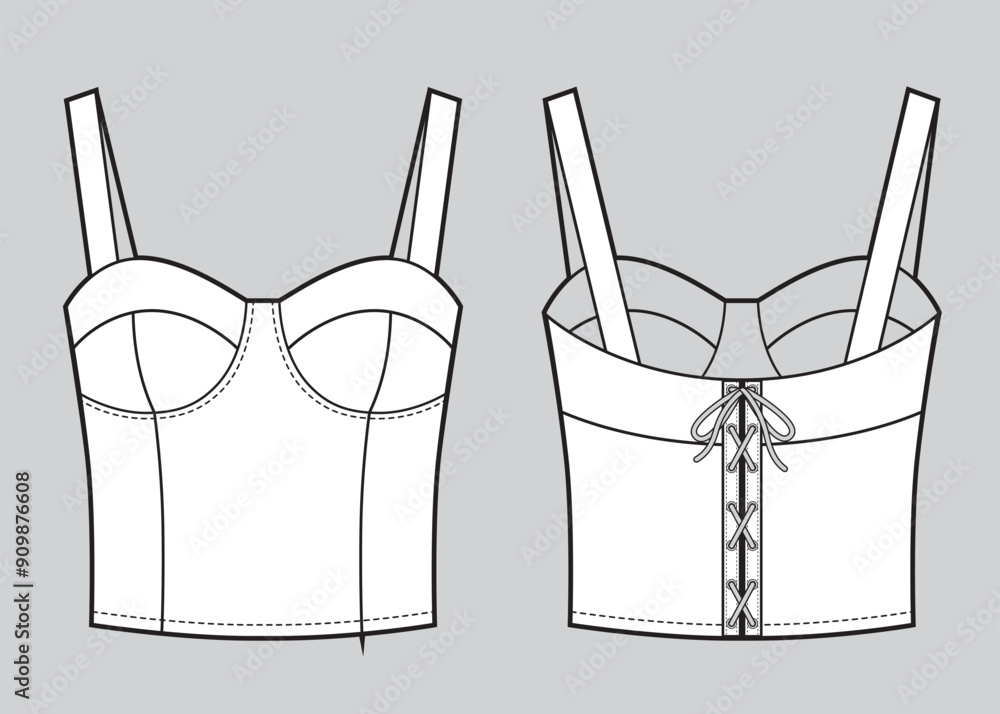 Φωτογραφία Corset top fashion flat technical drawing template