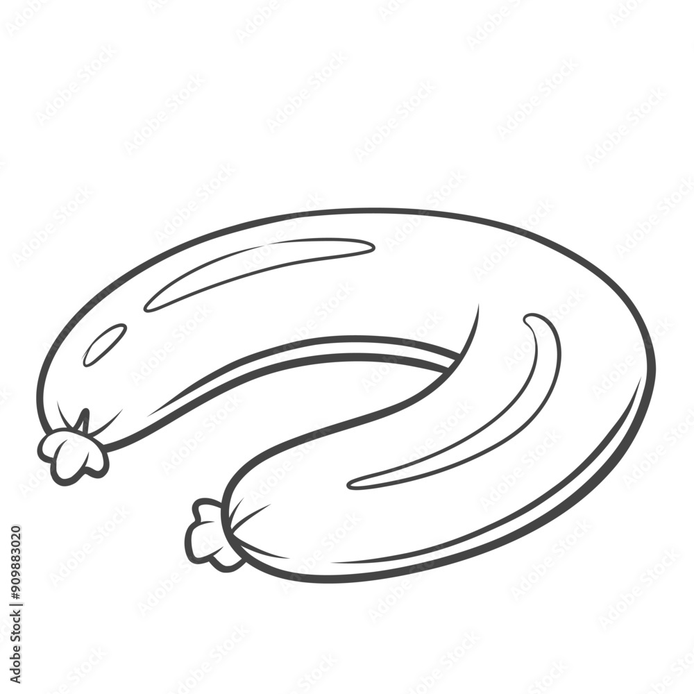 Sausage roll line icon. Hand drawn retro smoked frankfurter, doodle traditional Polish kielbasa with U shape. Butchers shop product, deli food mascot, outline meat sausage icon vector illustration Sausage roll line icon. Hand drawn retro smoked frankfurter, doodle traditional Polish kielbasa with U shape. Butchers shop product, deli food mascot, outline meat sausage icon vector illustration