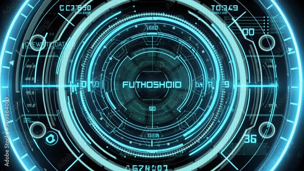 Futuristic HUD display with intricate circular design and technological elements. Technology concept Futuristic HUD display with intricate circular design and technological elements. Technology concept