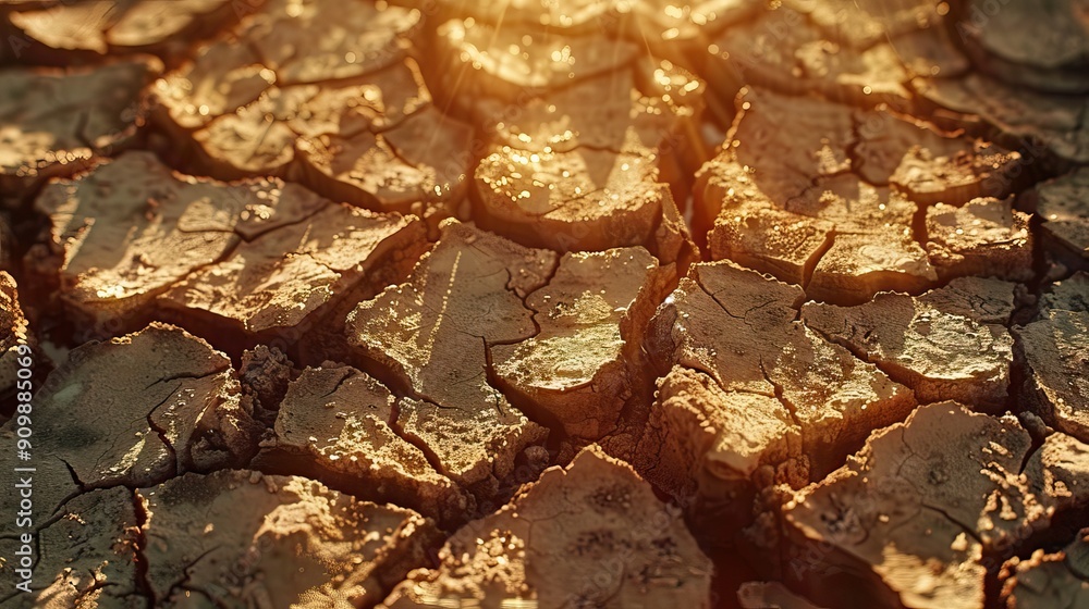 Drought dry cracked landscape with lakebed and dead riverbed due to water shortage and climate change. AI generated illustration Drought dry cracked landscape with lakebed and dead riverbed due to water shortage and climate change. AI generated illustration