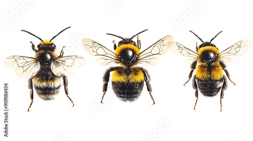 Collection of a flying Bumblebee Bee And Wasp