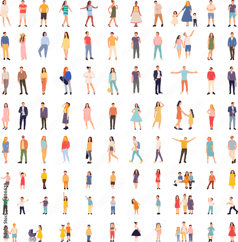 People, men, women, children set in flat style, on white background vector People, men, women, children set in flat style, on white background vector