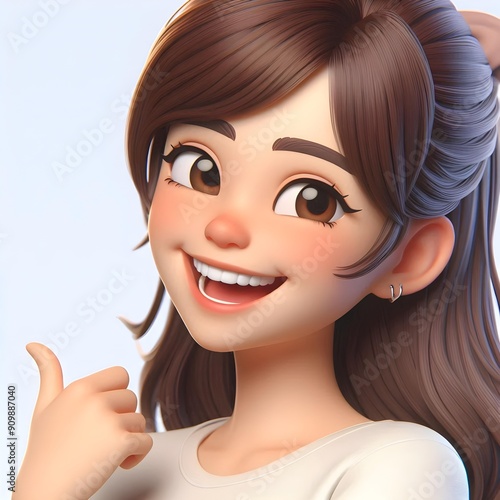 portrait of a cute 3d girl 