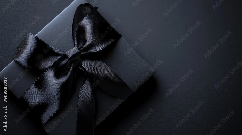 Beautiful banner with black gifts and a black bow with space for an inscription. Beautiful banner with black gifts and a black bow with space for an inscription.