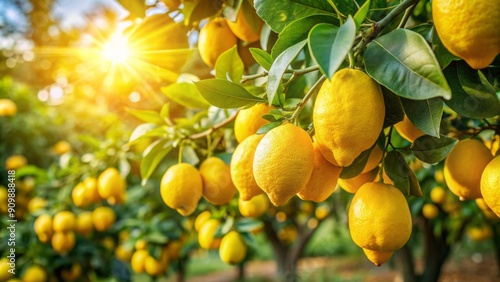 Wallpaper Mural Fresh lemons on the tree in a lemon farm It is ready to be picked up by farmers and marketed. The weather is sunny and fresh.Background of a lemon garden in summer with copyspace for text Torontodigital.ca