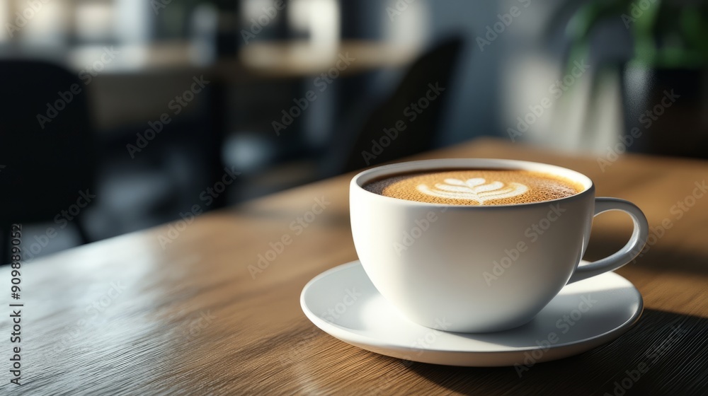 A cup of espresso coffee on a table with space for notes on one side. A cup of espresso coffee on a table with space for notes on one side.