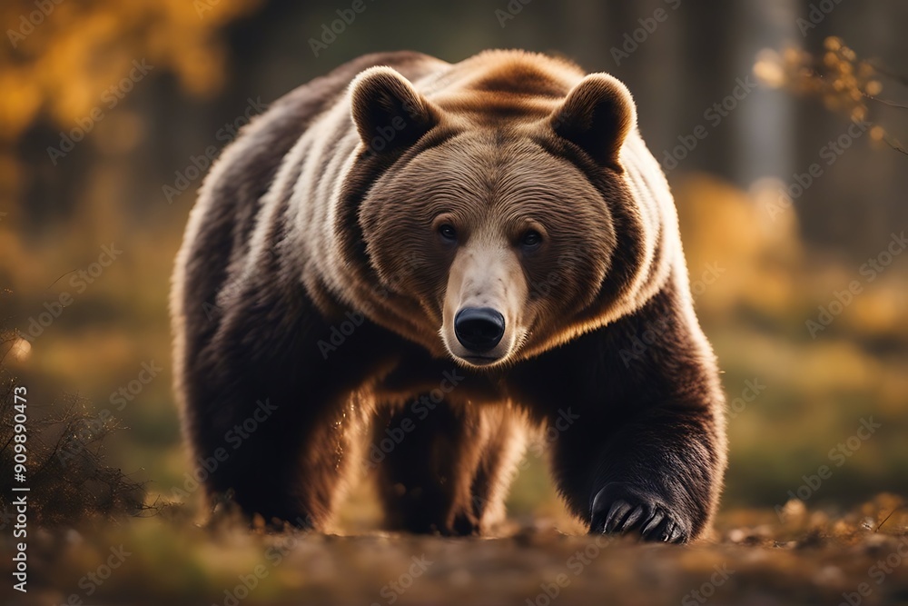 Fototapeta premium walking side animal bear color painted art black illustration nature painting symbol wild tattoo banner cartoon character design drawing dust fashion grizzly isolated poster predator printing profile