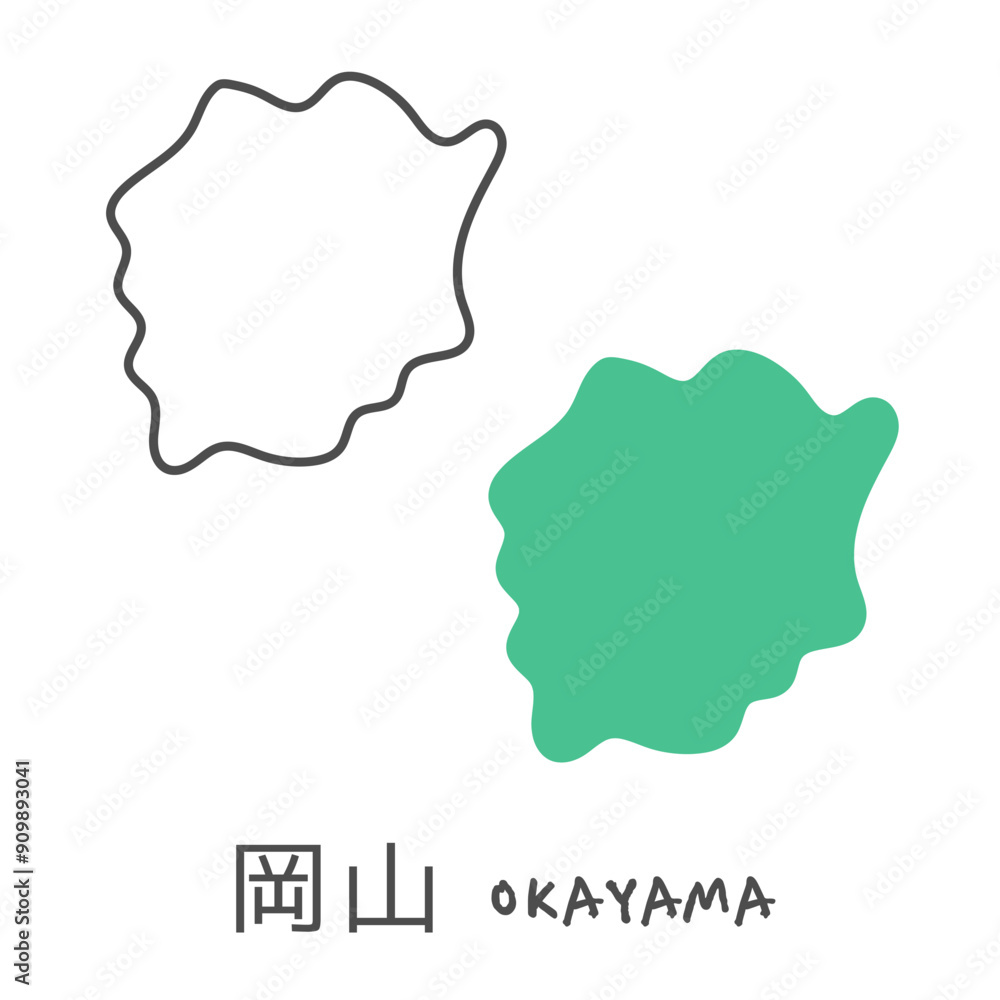 シンプルな日本の岡山地図 イラスト シンプルな日本の岡山地図 イラスト