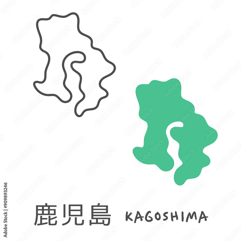シンプルな日本の鹿児島地図 イラスト シンプルな日本の鹿児島地図 イラスト