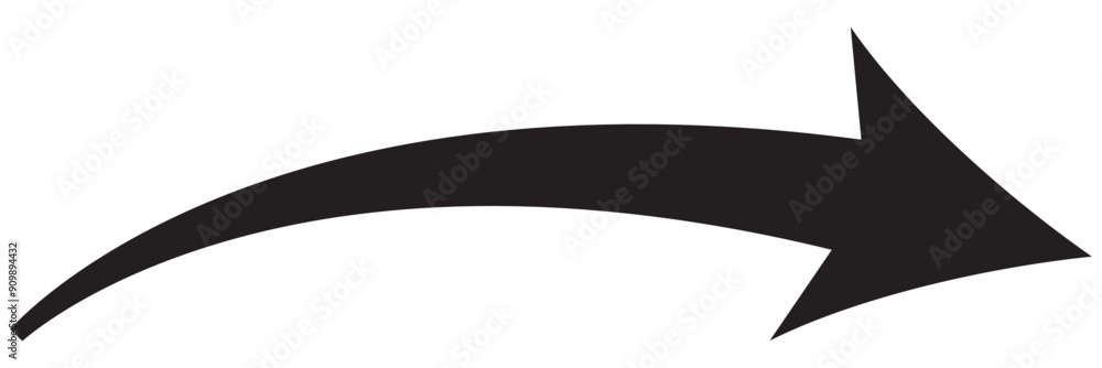 black curve arrow icon on transparent background. flat style. arrow ...