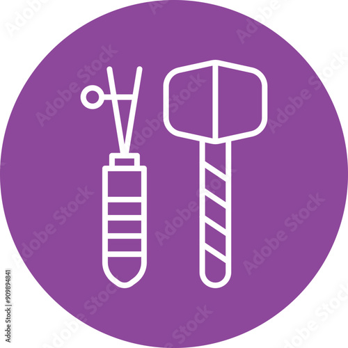 Leatherworking Tools line circle icon
