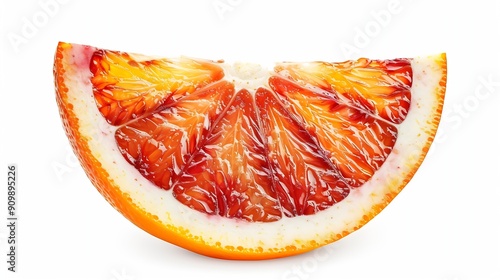 Slice of blood Sicilian orange isolated on white background with clipping path : Generative AI photo