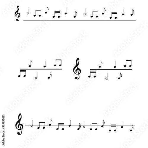 Music note text dividers, paragraph dividers, borders, frames and separators