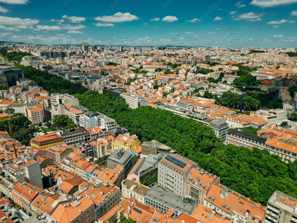 Obraz premium Aerial View Of Beautiful Lisbon Cityscape Restauradores Square