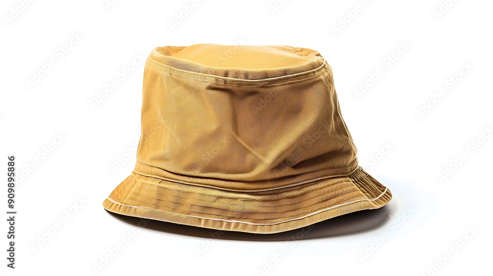light brown bucket hat isolated on white background : Generative AI light brown bucket hat isolated on white background : Generative AI