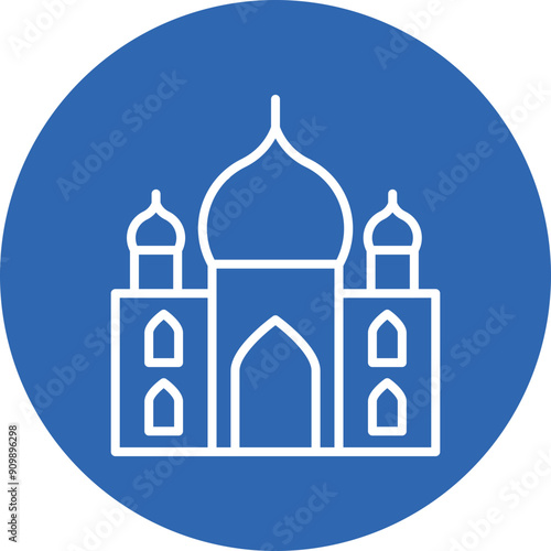 Taj Mahal line circle icon