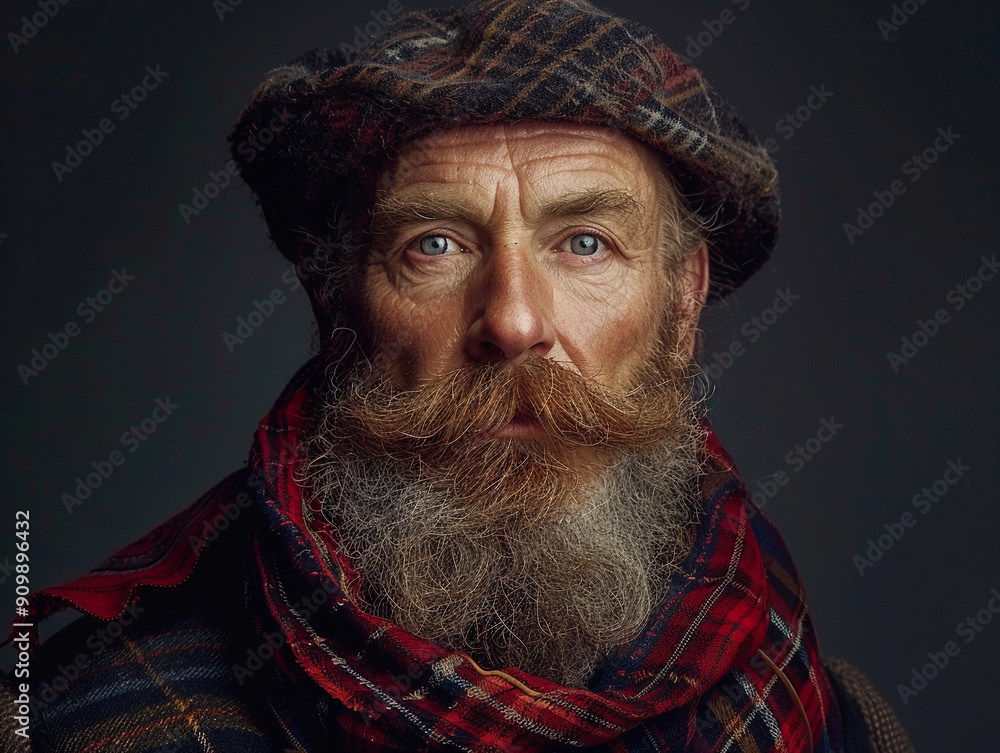 Portrait of an Older Gentleman With a Beard and Hat in a Cozy Indoor Setting Portrait of an Older Gentleman With a Beard and Hat in a Cozy Indoor Setting