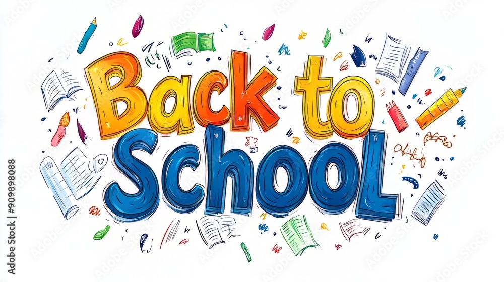 Back to school text design on white background. Welcome first day of school greeting illustration, Back to school typography lettering banner concept. Back to school text design on white background. Welcome first day of school greeting illustration, Back to school typography lettering banner concept.