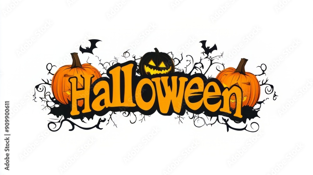 Finance text desgin on white background. Trick or Treat, Happy Halloween party celebration, The spookiest day of the year with Pumpkins, jack o lanterns, spooky decorations. Finance text desgin on white background. Trick or Treat, Happy Halloween party celebration, The spookiest day of the year with Pumpkins, jack o lanterns, spooky decorations.