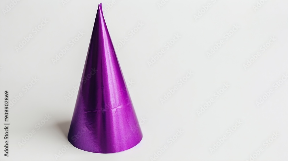 One purple party hat isolated on white : Generative AI One purple party hat isolated on white : Generative AI