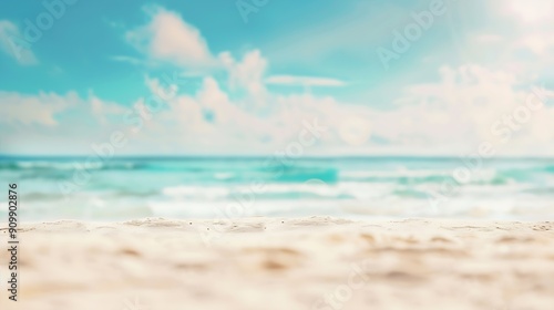 Beautiful white sandy beach with blur sky as holiday summer background Panorama of tropical beach with white sand and turquoise water Travel summer holiday background concept : Generative AI