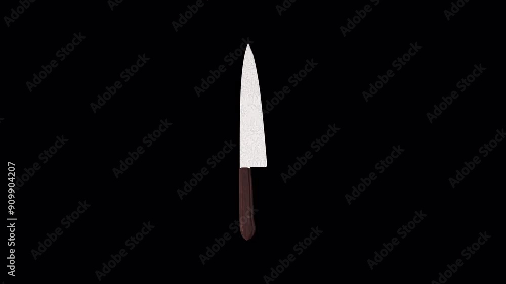 3D Knife Rotating on a Transparent Background. Knife Icon 3D. 4K 3D Knife Rotating on a Transparent Background. Knife Icon 3D. 4K