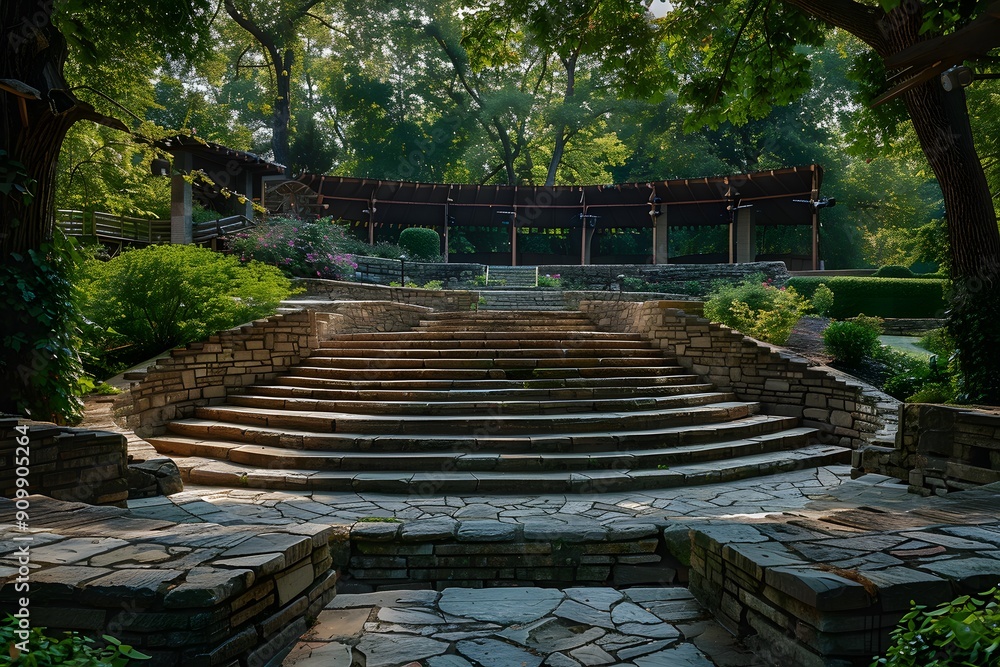 Serene Garden Steps Leading to a Charming Pavilion Serene Garden Steps Leading to a Charming Pavilion