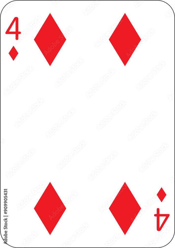 Obraz premium 4 of diamonds. One playing card, illustration