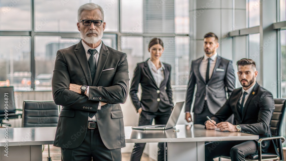Senior executive guarded by professional security in office
Senior executive guarded by professional security in office