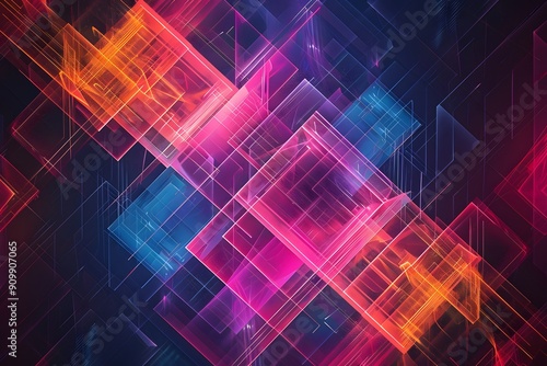 Vibrant Abstract Geometric Design with Colorful Overlapping Shapes
