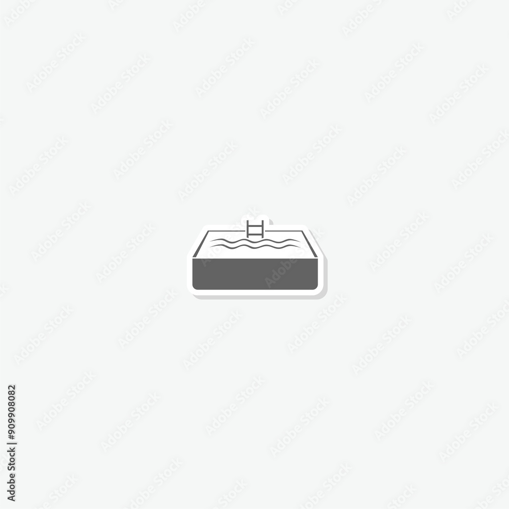 Swimming pool with ladder icon sticker isolated on gray background Swimming pool with ladder icon sticker isolated on gray background