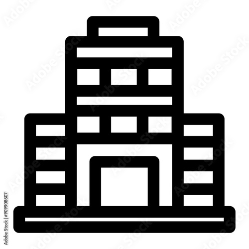 Building icon vector, line style illustration.