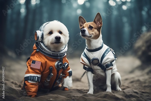 dog cosmonaut suit dressed the space astronaut fly adventurer advertisement amusing animal animation bone bubble cartoon cosmic cosmos cute developing explorer fantasy fiction flight futuristic photo