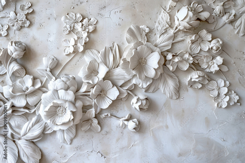 AI generated illustration of elegant bas relief on textured wall with gypsum AI generated illustration of elegant bas relief on textured wall with gypsum