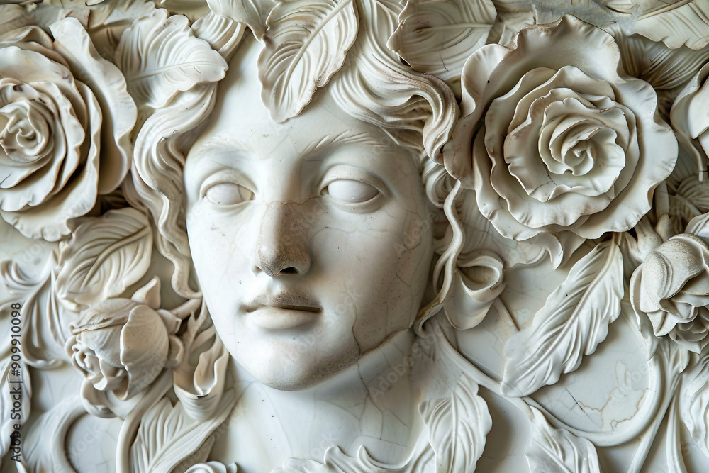 3D relief rococco style person and flowers background wallpaper generative ai 3D relief rococco style person and flowers background wallpaper generative ai